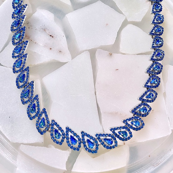 INC International Concepts Jewelry - INC Blue Crystal Teardrop Collar Necklace